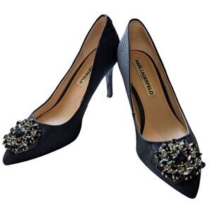 Karl Lagerfeld Paris Beatrix Pointed-Toe Pump/Gems Embellishments Size 6